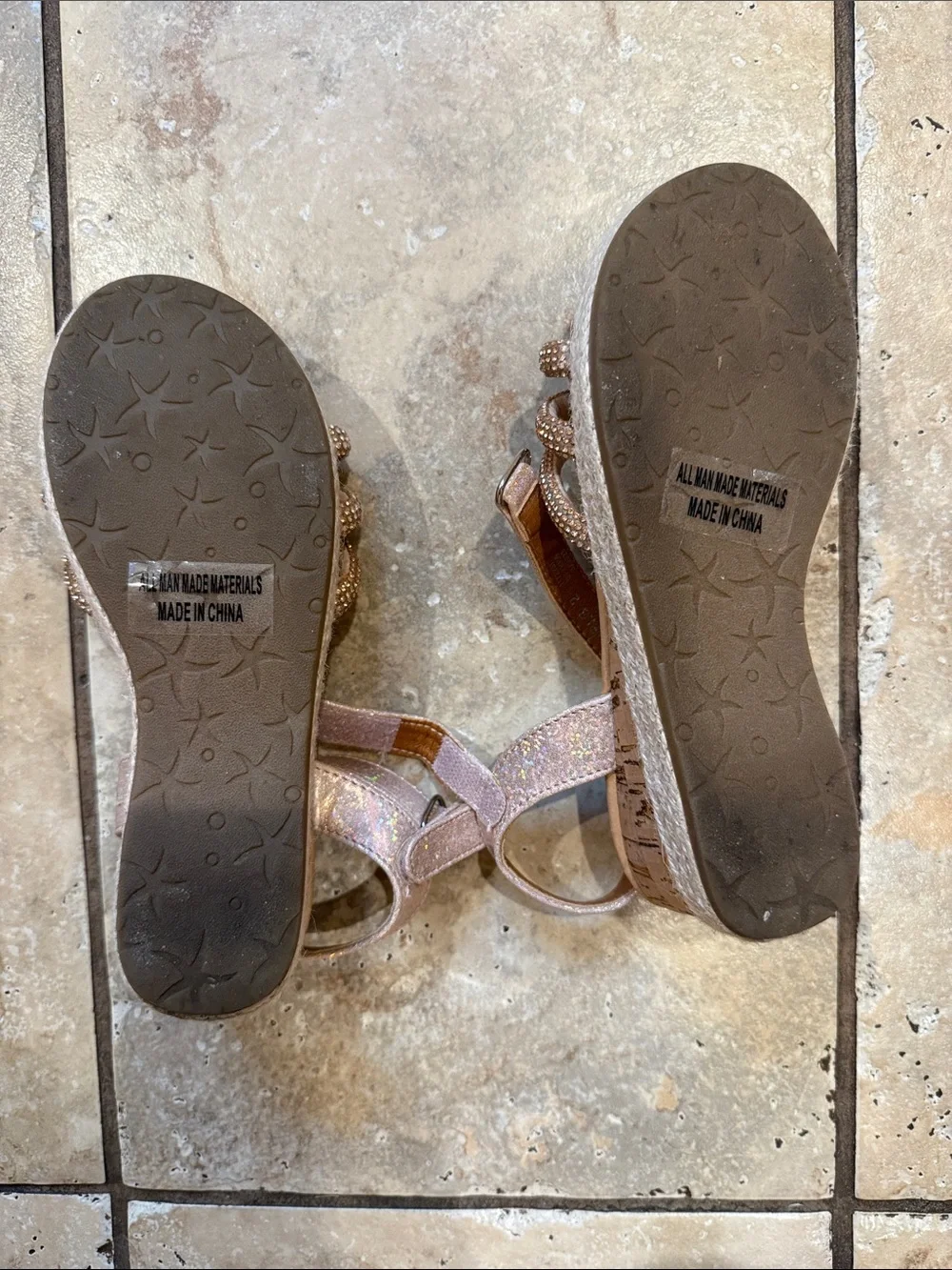 Dolce Vita Glittery Rose Gold Girls' Sandals